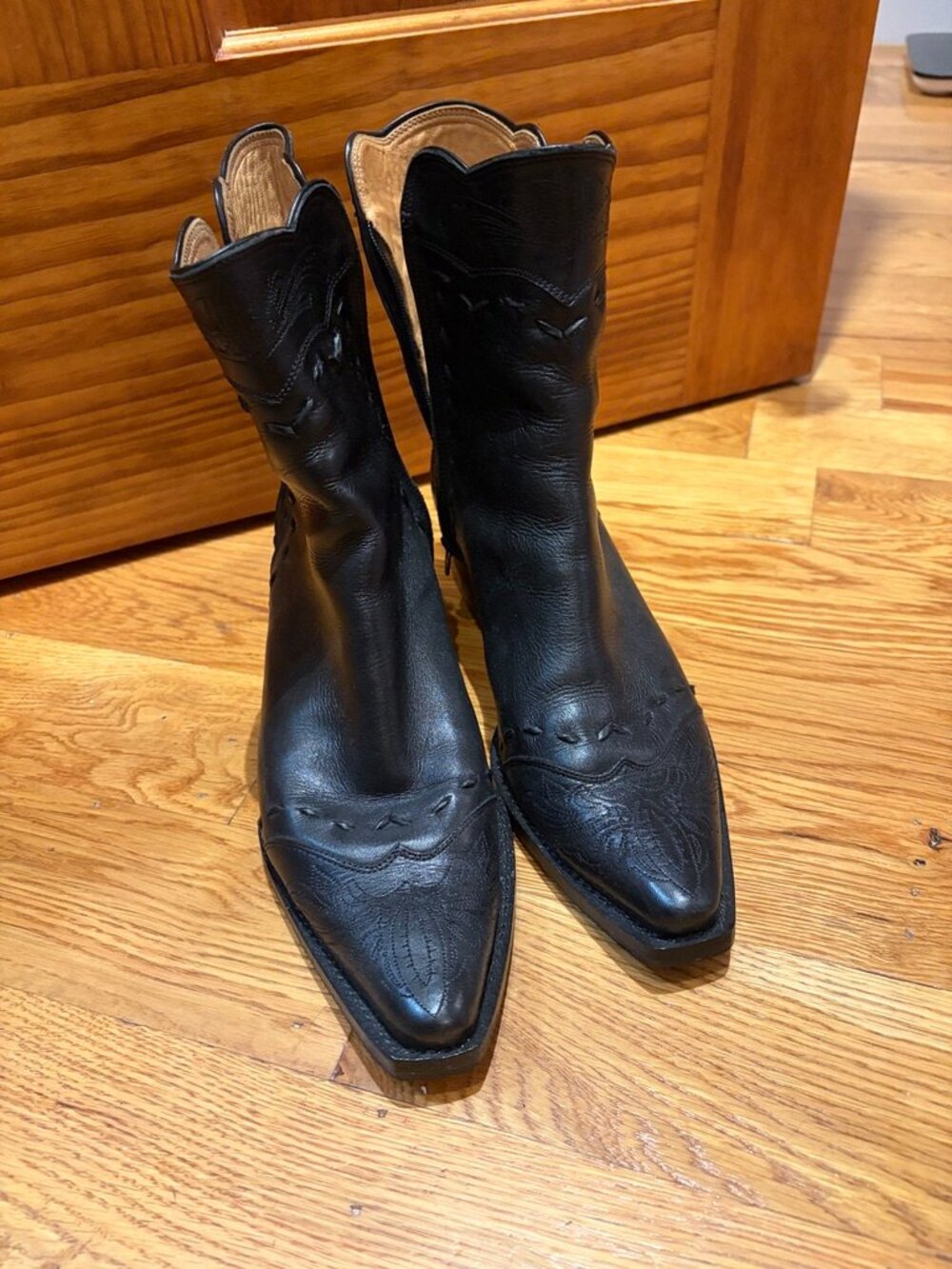 Charlie 1 Horse by Lucchese I4524 Black Leather Western Ankle Boots, Size 7B